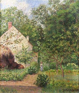 Young Woman in Garden by House