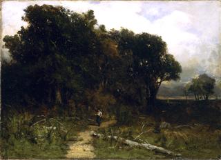 Landscape, Woodcutter on Path