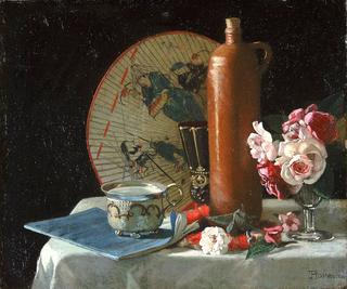 Still Life with Fan and Roses