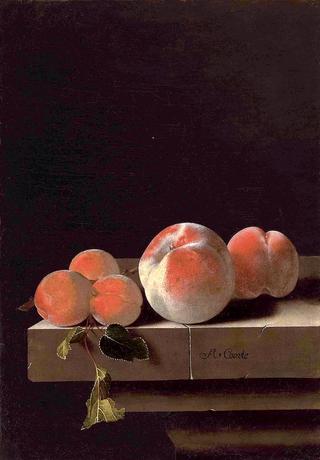 Peaches and Apricots on a Stone Ledge