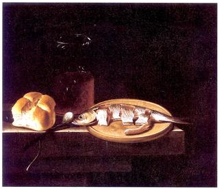 Still Life with Herring, Bread, and Glass of Beer