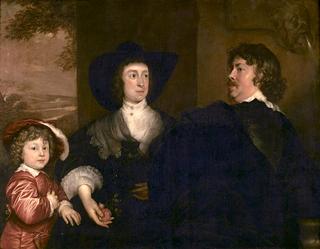 The portrait painter Jonson van Ceulen, Elizabeth Beke and their son Cornelus