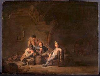 Four Peasants Drinking and Smoking at an Inn