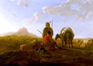 Two Shepherds in a Hilly Landscape