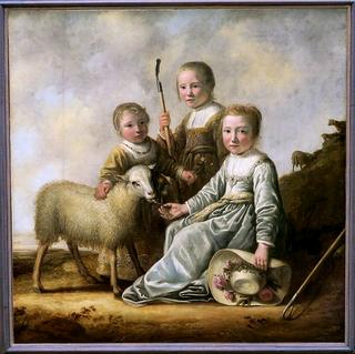Three Little Shepherdesses with Sheep