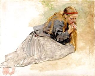 Mary Magdalene Kneeling, Study for the Christ and Mary Magdalene