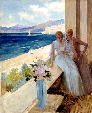 The Artist's Wife and Emelie von Etter on the Balcony in Cannes