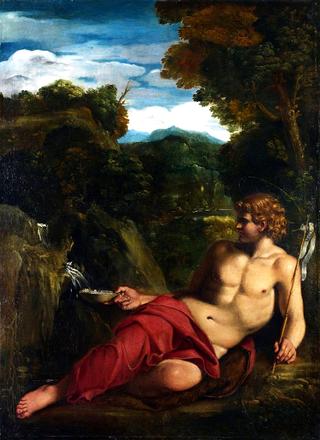 Saint John the Baptist seated in the Wilderness