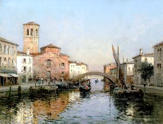 A Bustling Canal Scene, Venice