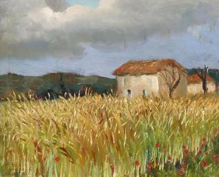Wheat and Small Farmhouse in Provence
