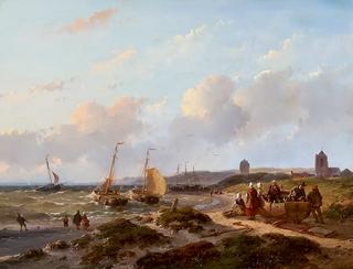 View on Katwijk, Fishing Boats Along The Shore