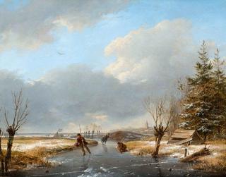 Winter Landscape with Skaters and a Koek-en-Zopie Stand