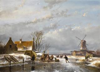 Winter Landscape with Skaters and a Koek-en-Zopie