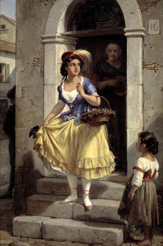An Italian Woman in the Way to the Carnival