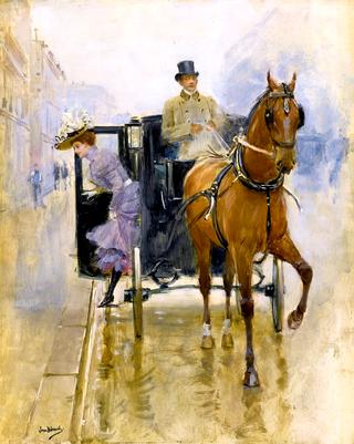 Young Woman Descending from a Carriage