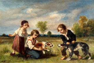 Children Playing with Dogs