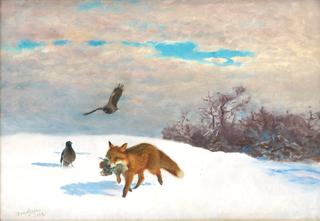 Winter Landscape with Fox and Prey