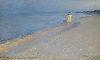 Summer evening at the South beach, Skagen. Anna Ancher and Marie Krøyer (study)