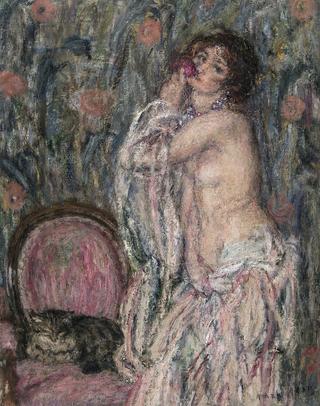 Nude with a Rose and Cat