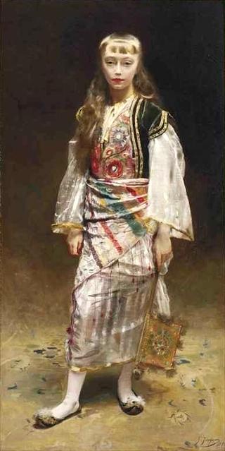 Portrait of a Girl Standing Full-Length in Turkish Costume