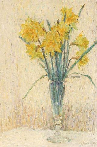 Daffodils in a Glass Vase