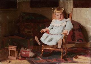 Child in a Blue Dress in a Chair