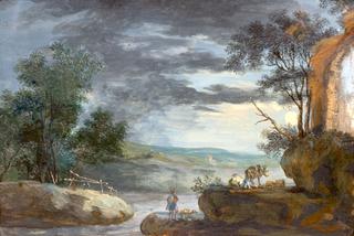 Arcadian Landscape in the Moonlight, with Resting Figures