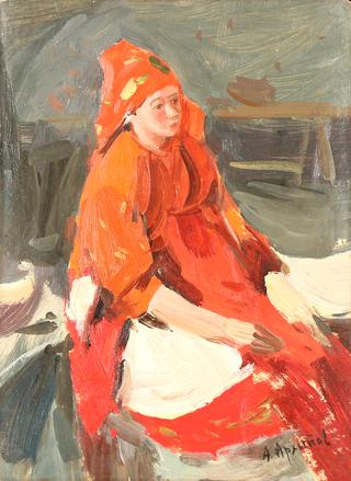 Study of Peasant Woman in Red Costume