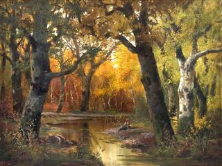 Autumn Forest with Stream