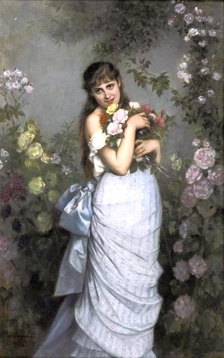 A Young Woman with Roses