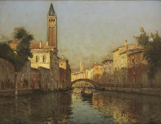 Gondolier before Venetian Bridge
