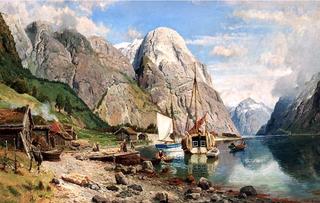 Fisherfolk in a Fjord in Summer