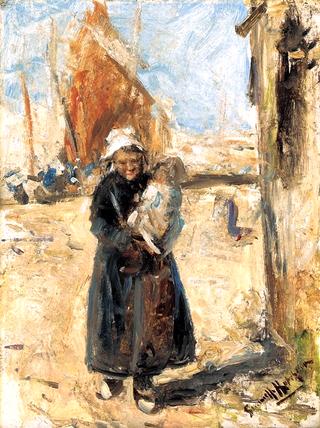 Mother and Child on a Dutch Quay