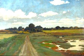 Pastoral Landscape with Country Lane and Marsh
