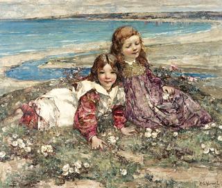 Two Young Girls on a Clifftop