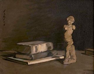 Still Life with Books and Statuette