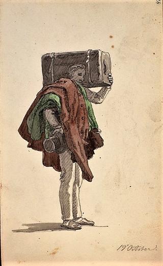 Man Wearing an Overcoat with Suitcase