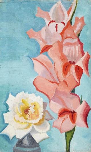 White Rose and Pink Gladioli