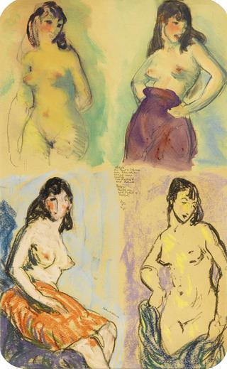 Four Studies of a Nude, a Technical Study Sheet