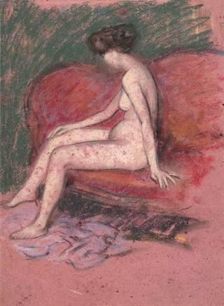 Nude on a Red Couch