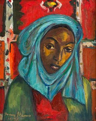 Woman with Blue Headscarf