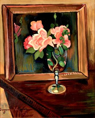 Flowers in a Glass, in front of a Mirror