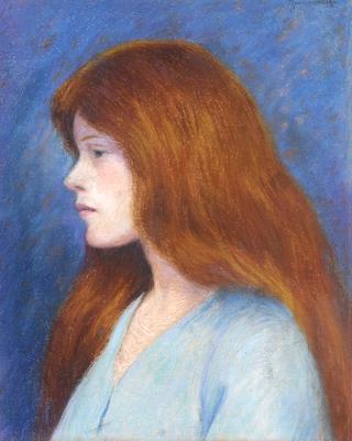 Portrait of a Woman on a Blue Background