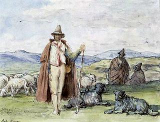 Bergers et leurs moutons dans un paysage (Landscape with Shepherd and Sheep)