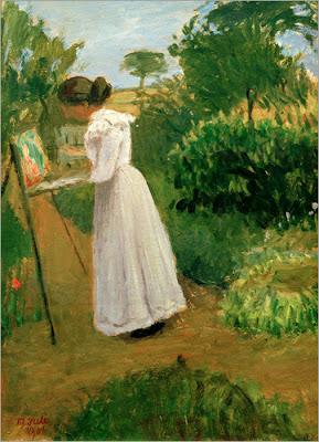 保拉·莫德松·贝克尔在花园里画画