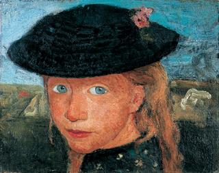 Head of Blond Girl with Hat