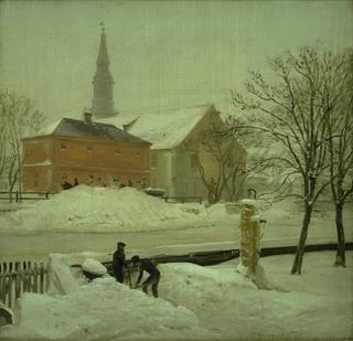View from the Artist's Residence in Løwener's on Christianshavn: Winter Day with Snow