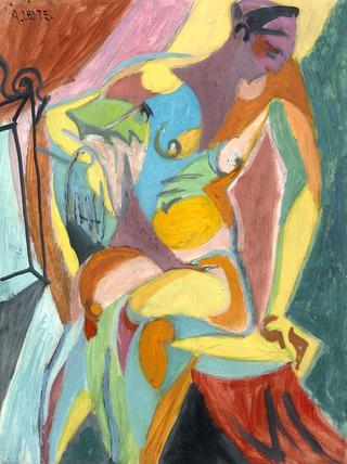 Nude Seated in front of a Mirror
