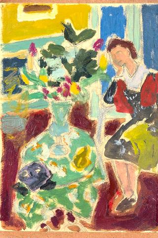 Woman with Bouquet of Flowers