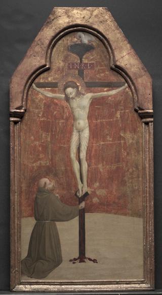 圣弗朗西斯在十字架上跪在基督面前